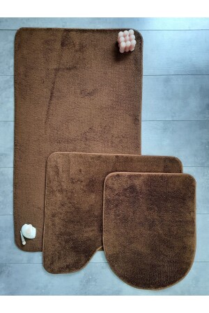 MNZ-Ultrasoft Plain Brown 3-piece حمام السجادة المطبخ مجموعة غير المنزلق الجلد على أساس غسيل حوض المياه المطبخ مجموعة BnyUltra - Bonny Home