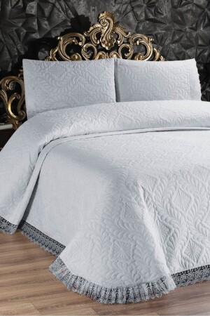 MNZ-Ultrasonic Quilted Double Shiny Lace غطاء السرير غطاء السرير وسادة القياس dop14325537igo - Faiend