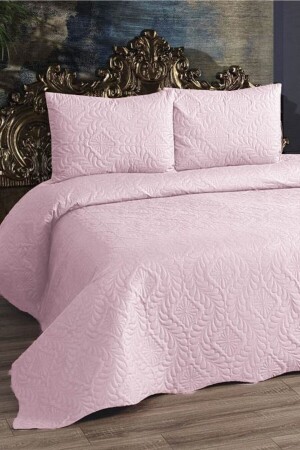 MNZ-Ultrasonic Quilted Shiny Double Bedspread and Pillow Cases (PINK) dop14350683igo - Faiend