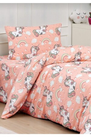 غطاء القطن واحد للفتاة من MNZ-Unicorn Duvet Set مع الأوراق المطوية (FITTED) - Gasel Çarşi