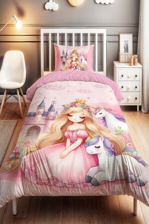 MNZ-Unicorn Princess Pattern طفل واحد الأطفال غطاء غطاء - Evpanya