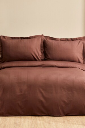 MNZ-Uniq 100% القطن مزدوج ساتيين غطاء غطاء مجموعة بني 200. 21. 01. 0693 - Karaca Home