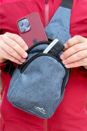 MNZ-Unisex 3 مقسم مقاوم للماء شريط عبر الخصر حقيبة الكتف الصدر حقيبة الجسم اليومية M1 Burgos الزرقاء - Telvesse