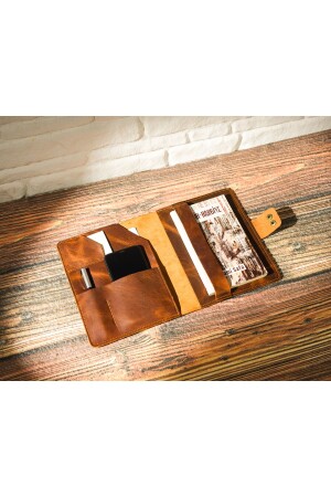 MNZ-Unisex، بني، مصنوعة يدويا، غطاء المذكرة الجلدية الأصلية، A5 6007 - Cozy Leather