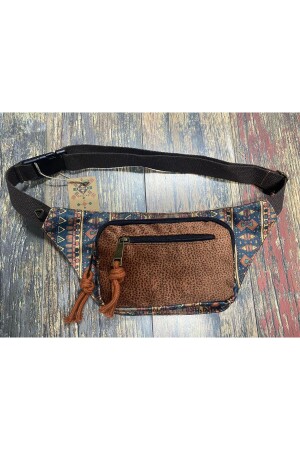 MNZ-Unisex العرقية الأصلية بوهيمية يومية السفر حقيبة الخصر متعددة الجيب مقاومة للمياه بني - Street Bag