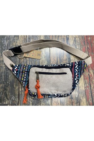 MNZ-Unisex العرقية الأصلية بوهيمية يومي السفر حقيبة الخصر متعددة الجيب مقاومة للمياه Ecru - Street Bag