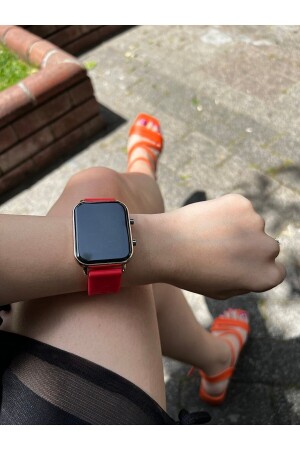 MNZ-Unisex ملون أحمر سليكون باند ساعة المساواة الرقمية İSTLİV249-0 - İSTLİV