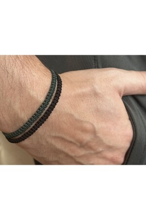 MNZ-Unisex Macrame Bracelet أسود خاكي خضراء الهدية الوسادة الحبل الوسادة - Farah Butik