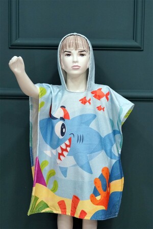 MNZ-Unisex الأطفال الحمام الأزرق منشفة بونشو Mh-بيبيشارك001 - MoveBeach