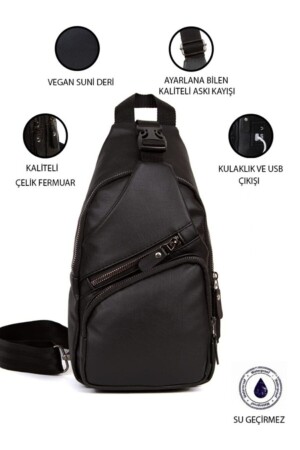 MNZ-Unisex غسيل الجلد USB سماعات الرأس منفذ الصدر الصدر الصدر والرياضة حقيبة ظهر يومية - Newish Polo