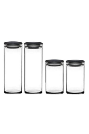 (MNZ-Vacuum Glass Jar) - حاوية تخزين الغذاء الزجاجية 4 قطع 2 أحجام (Grey Favorimavm) - Paşabahçe