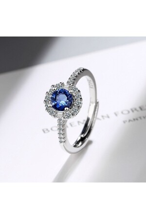 هدية من MNZ-Valentine 925 سدرلينغ فضي قابلة للتعديل حلقة نسائية حجر واحد NEHM999 - AstoriaSilver