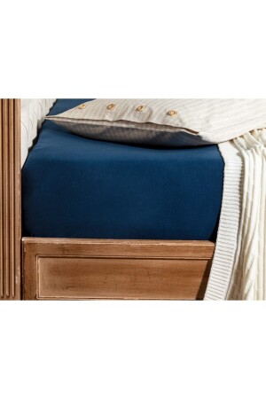 MNZ-Valeria King Size Elastic Combed Cotton Bed Sheet - Navy Blue ÇPE-03-8682116422536 - Madame Coco