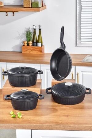 MNZ-Valeriya الصبغ 7 قطع الصبغ الحديدي الغطاء المطبخ مجموعة الأسود 8681893345281 - Taç