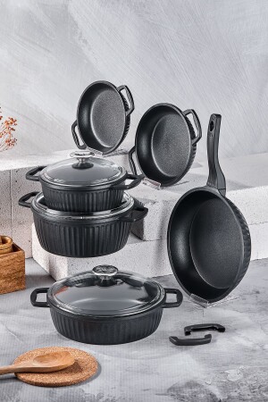 MNZ-Valeriya الحديد النقي 9 قطع مجموعة أدوات الطبخ - Taç