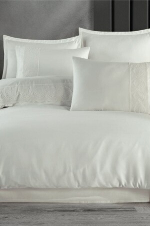 MNZ-Valinor Ecru مضاعفة 100% القطن ساتيين غطاء غطاء مجموعة منظمة الحكومة -55388 - Clasy