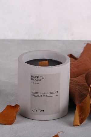 شمعة MNZ-Vanilla مع طوق خشبي، شمعة ديكورية مع وعاء خرساني 2747848 - olailon