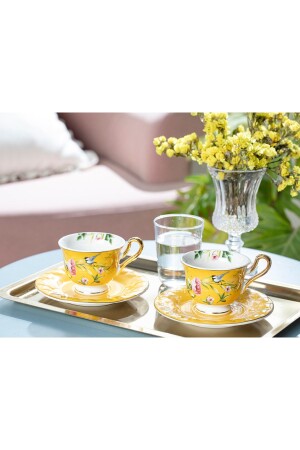 MNZ-Vanilla New Bone China مجموعة من كوبين قهوة 90 مل صفراء 10031376 - English Home