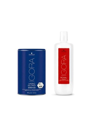 MNZ-Vario Blond Super Plus أبيض مرير 450 جرام + كريم أكسيد 9% 30v 1000 مل - Igora