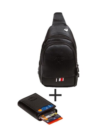 MNZ-Vegan جلد أسود سماعات الرأس الخصر والكيس عبر الكتف الآلية الآلية حامل بطاقة ائتمان ذكية - Newish Polo Accessories