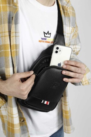 MNZ-Vegan جلد أسود سماعات سماعات مقاومة للماء USB الخروج الخصر والكسر الكتف حقيبة الصدر السفر - Newish Polo Accessories