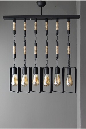 MNZ-Vegas 6-piece Black Retro Pendant Lamp VGS-6S - ONUR AVİZE
