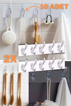 MNZ-Veliday 2 اللاصقة الذاتية قوية شفافة 5 قطع رف المعلق - خلف الباب الجدار المطبخ حمام - Genel Markalar