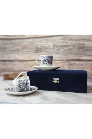 MNZ-Velvet Boxed Double Topkapi هدية كوب البورتسلان مجموعة 810 - Nihal Süeda