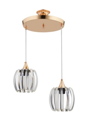 MNZ-Venus 2 قطعة مصباح معلق ذهبية كريستال حجر شمعة 1605040012132 - İstanbul Avize