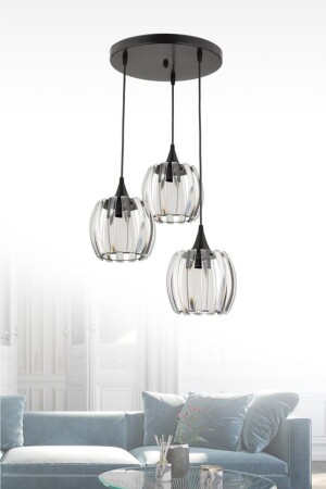MNZ-Venus 3-piece Black Pendant Lamp كريستال شمعة الحجر 1605040012131 - İstanbul Avize