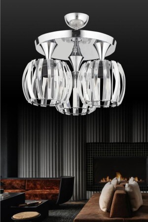 MNZ-Venus 3-Plafone الفضة الكريستال الحجر الشنابل 1605040012369 - İstanbul Avize