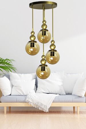 MNZ-Venus 4-piece pendant lamp موديل قديم - زجاج عسل أصلي - غرفة المعيشة - القاعة - غرفة النوم الشنادل الحديث V4 - VEDA AVİZE