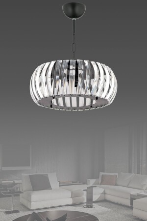 MNZ-Venus Black 22 سم T. Crystal Stone Chandelier مع الأنابيب - İstanbul Avize