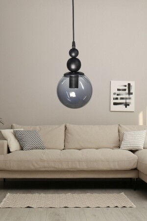 MNZ-Venus مصباح معلق واحد النموذج الأسود - الزجاج المدخن الأسود - الشنابل الحديثة - Veda Avize