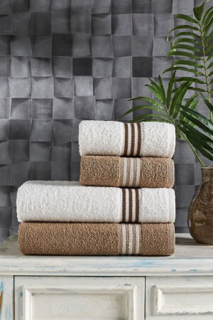 MNZ-Veronica 4 قطع حمام منشفة مجموعة Veronica نموذج - Casnack