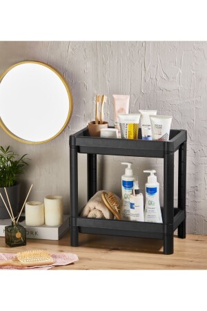 MNZ-Vesken 2 مستوى تحت الحمام المطبخ غرفة الحمام منظمة رف (أسود) - Minty Life