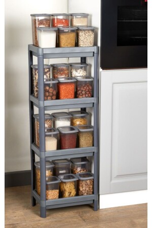 MNZ-VESKEN أنثراسيت 4 طبقات رف الحمام الشامبو التجميل رف الحمام المسامير قفزة الحمام منظمة رف - Carpekitchen