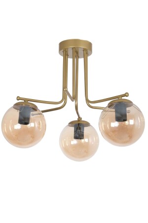 MNZ-Vesuvius تصميم خاص سقف سقف قديم الذهب لون العسل الزجاج 3 قطع شمعة VZV252 - Fer Avize