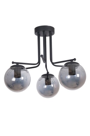 MNZ-Vesuvius تصميم خاص سقف سقف الأسود لون الدخان الزجاج 3 قطع الشنابل VZV252 - Fer Avize