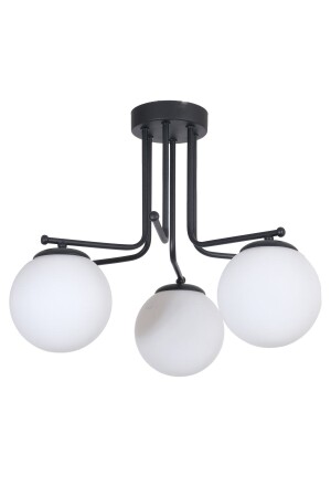 MNZ-Vesuvius تصميم خاص سقف سقف أسود لون أبيض الزجاج 3 قطع شمعة VZV252 - Fer Avize