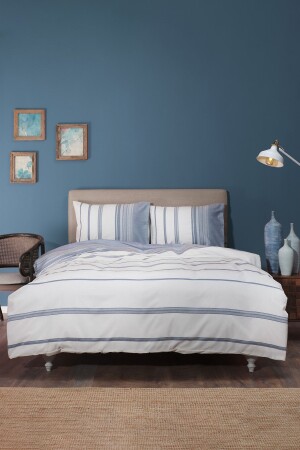 MNZ-Vetro Blue Single Yarn Dyeed Duvet Cover Set 200 21.01.0263 - Karaca Home