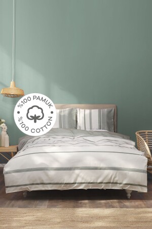 MNZ-Vetro Khaki Single Yarn Dyeed Duvet Cover Set 200 21.01.0265 - Karaca Home