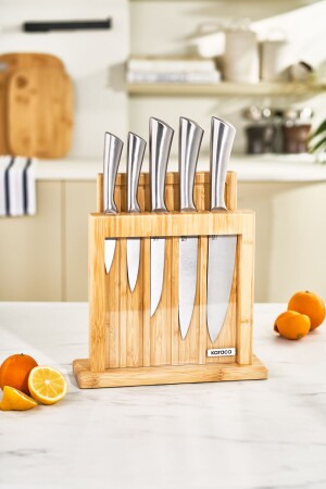 MNZ-Vigor 7 قطعة سكين مع منصة و لوح قطع - Karaca