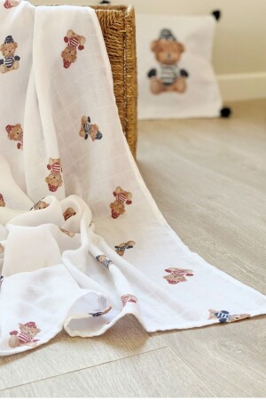 من نوع MNZ-Vintage Bear البنفسجي البامبو مسلين غطاء ASU1939 - Asu Baby&Kids