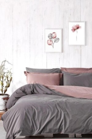 MNZ-Vintage Easy Iron Double Duvet Cover Set مع 4 وسادة 200x220cm خفيفة الخشب Cs148894 TYC00471486114533 - Sheri Home