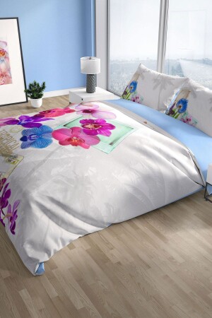 MNZ-Viola 3d القطن ساتين مزدوج غطاء غطاء مجموعة PerlaSera14698 - PerlaSera