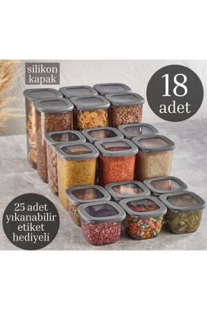 MNZ-Vip Ahmet 18 قطعة مع علامة ساحلية مربع مخزن مجموعة دخان وعاء تخزين الطعام مخزن Kumsalخزن - Comprox