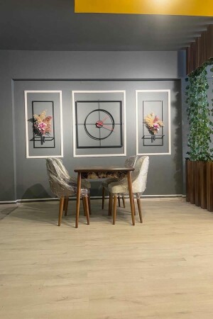 مجموعة MNZ-Vip Xxxl 90 سم سوداء 3 قطع مربع زهرة حامل الجدار ساعة AGA01080 - AGA KONSEPT