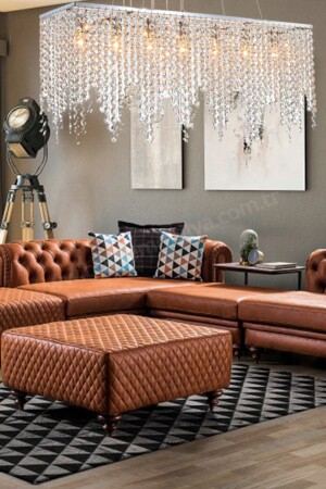 MNZ-Vita 7-piece Chrome Crystal Stone تصميم حديث غرفة المعيشة الكريستالية شمعة 3328-07-CH - Apliqa