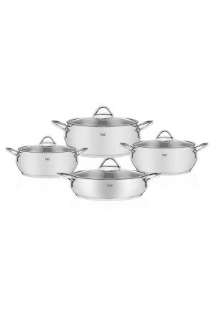MNZ-Vitali 8 قطعة حاوية طبخ الصلب مجموعة لون الفضة 2019ST000323 - Taç